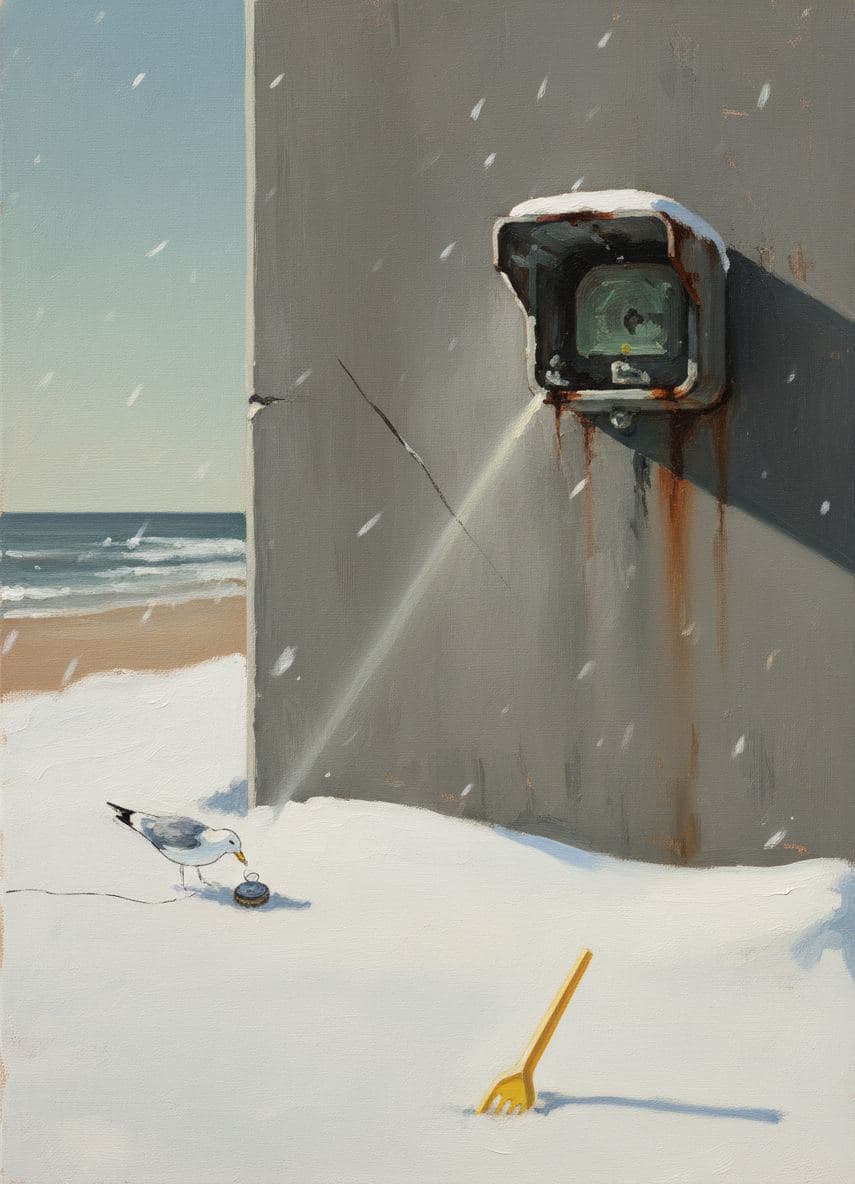 Rust and snow on a sunlit beach — abstract work by Viktor Eklund — MODULAR · a one-of-a-kind original