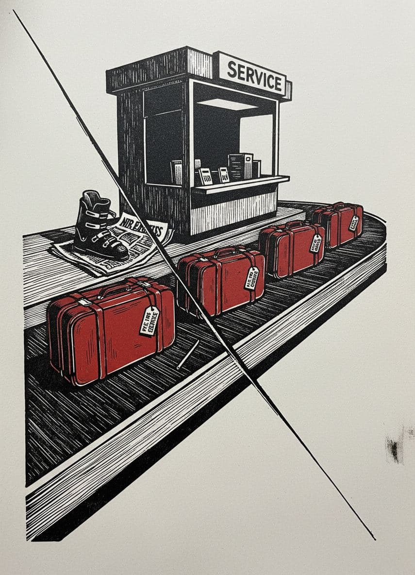 Ski Boot Under the Service Sign — print by Yuko Shimizu-Tachibana — MODULAR · a one-of-a-kind original