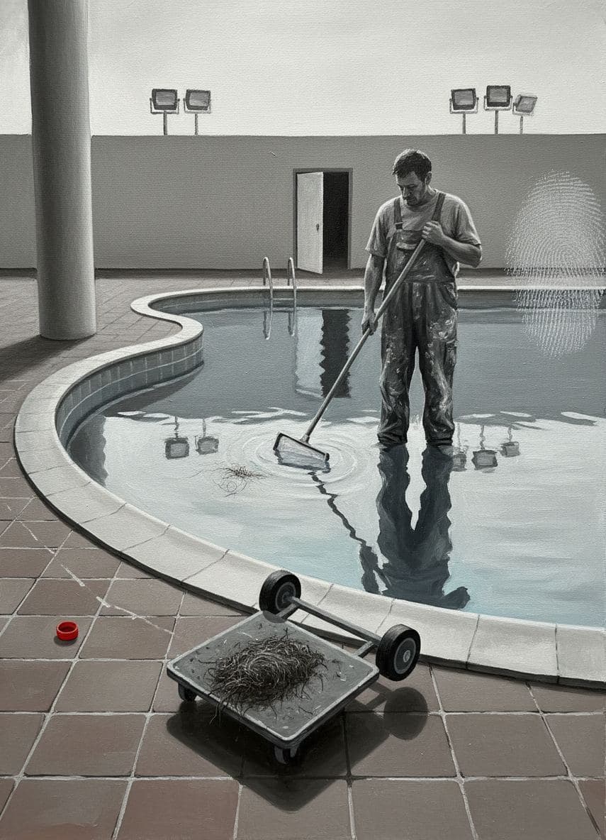 Skimming the Chlorinated Surface — painting by Rafał Zborowski — MODULAR · a one-of-a-kind original