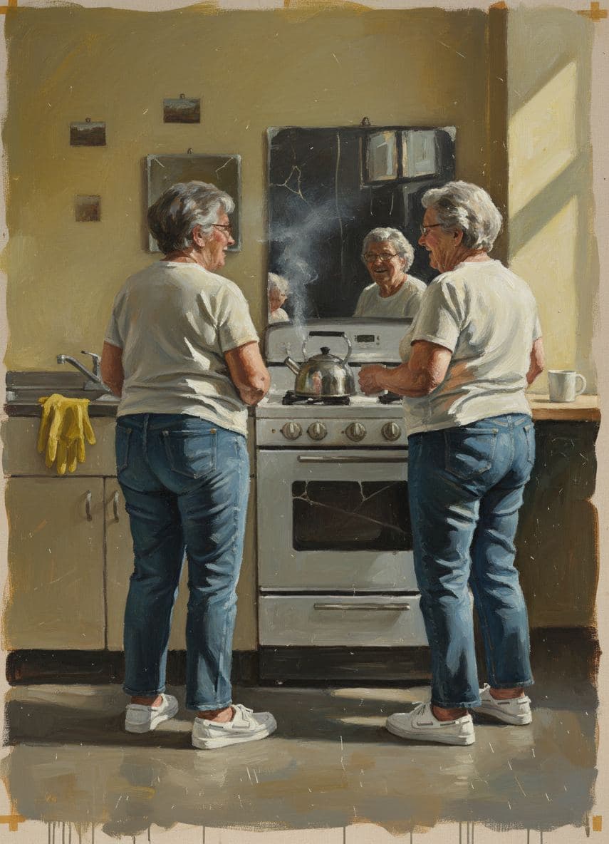 sunday afternoon strategists — painting by Viktor Eklund — MODULAR · 13 × 18 cm limited edition of 10