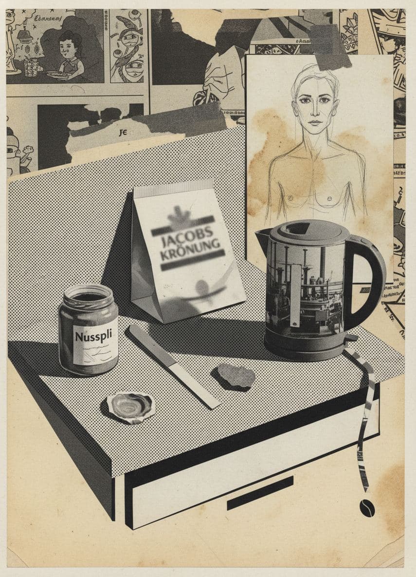 sunday morning's quiet aftermath — collage by Irmela Bechmann — MODULAR · a one-of-a-kind original
