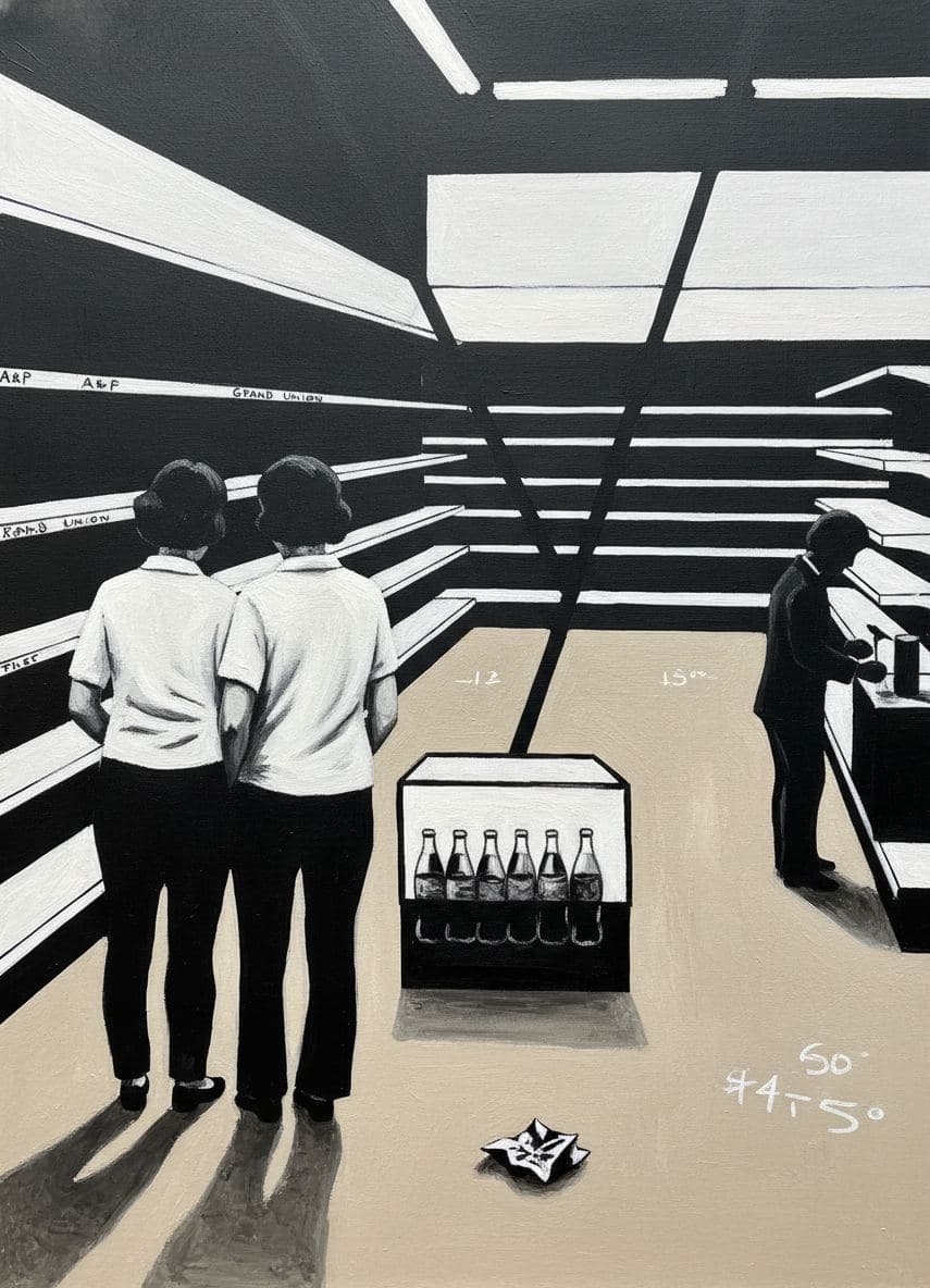 Supermarket Aisle with a Polished Pea Tin — abstract work by Viktor Eklund — MODULAR · a one-of-a-kind original