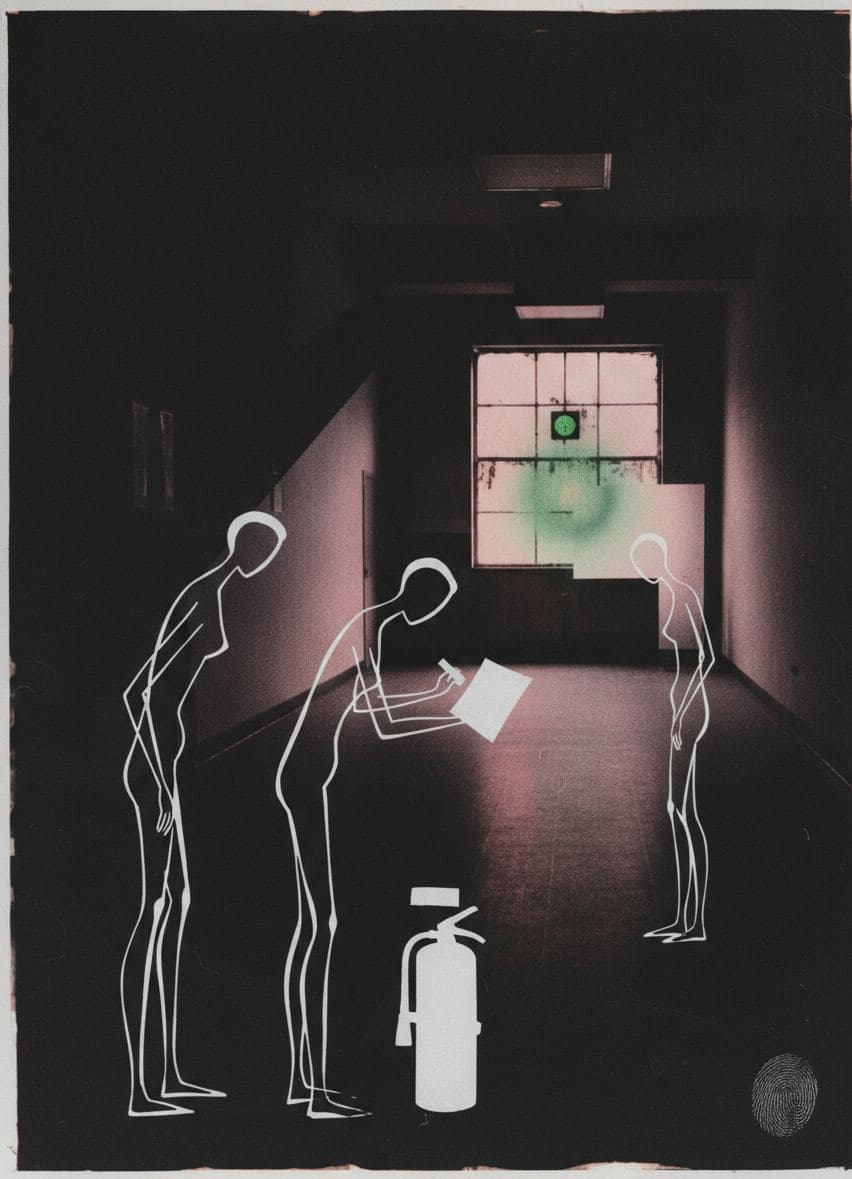 Tax Form on the Fire Extinguisher — abstract work by Stefan Tannhäuser — MODULAR · a one-of-a-kind original
