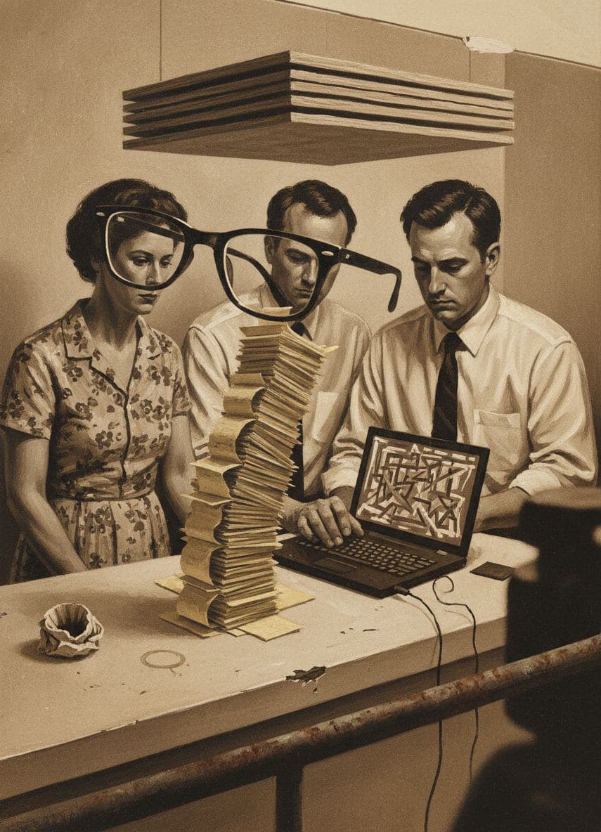 The Academic Organizes the Papers — abstract work by Saskia Vandenberg — MODULAR · a one-of-a-kind original