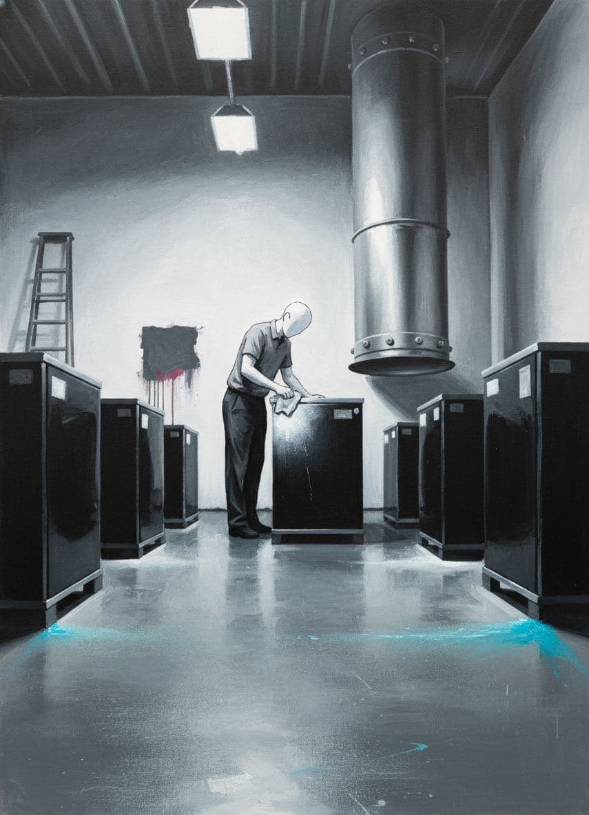 The Attendant and His Boiler — abstract work by Saskia Vandenberg — MODULAR · a one-of-a-kind original