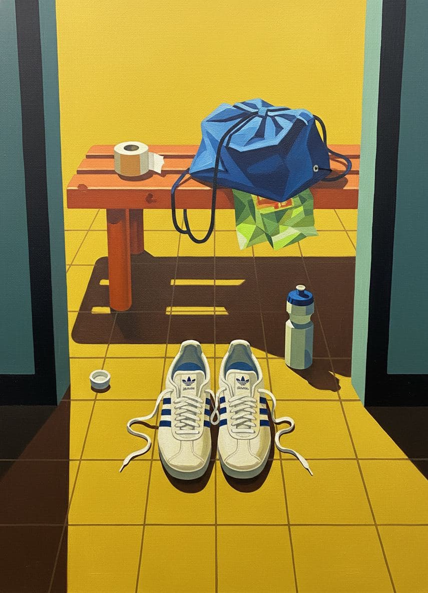The Blue Bag and White Shoes — abstract work by Viktor Eklund — MODULAR · a one-of-a-kind original