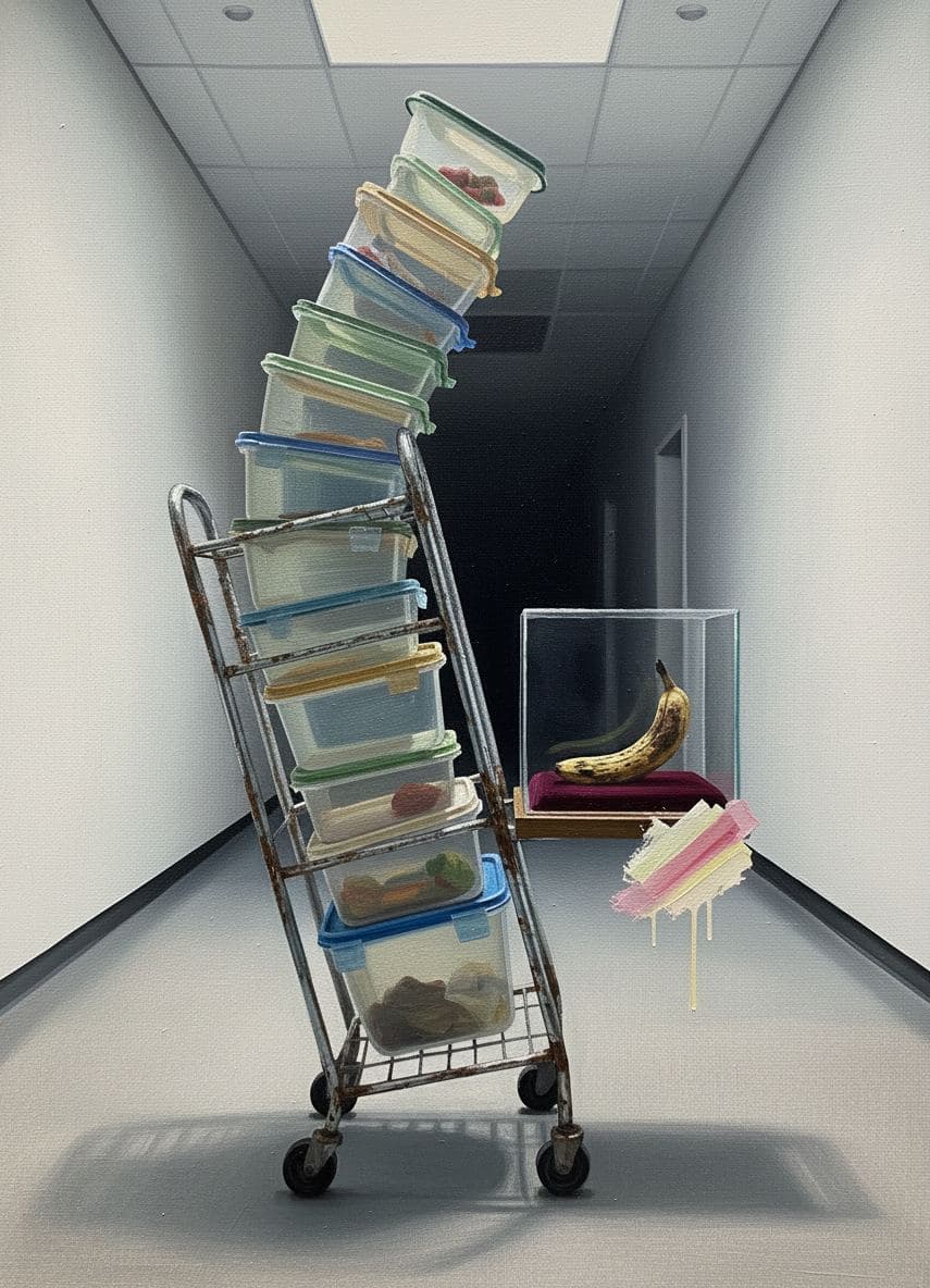 The Curator Forgets the Banana — abstract work by Saskia Vandenberg — MODULAR · a one-of-a-kind original