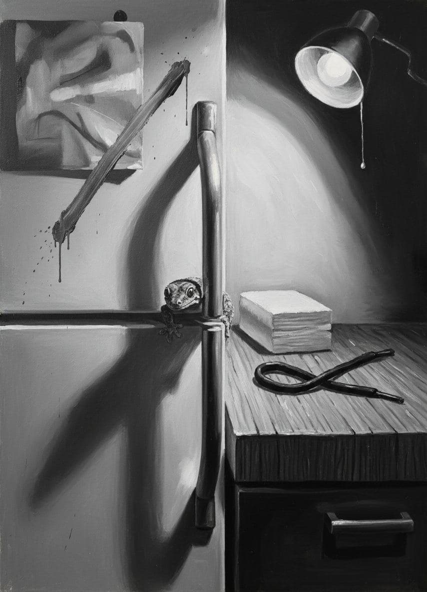 The Gecko Considering the Handle — abstract work by Viktor Eklund — MODULAR · a one-of-a-kind original