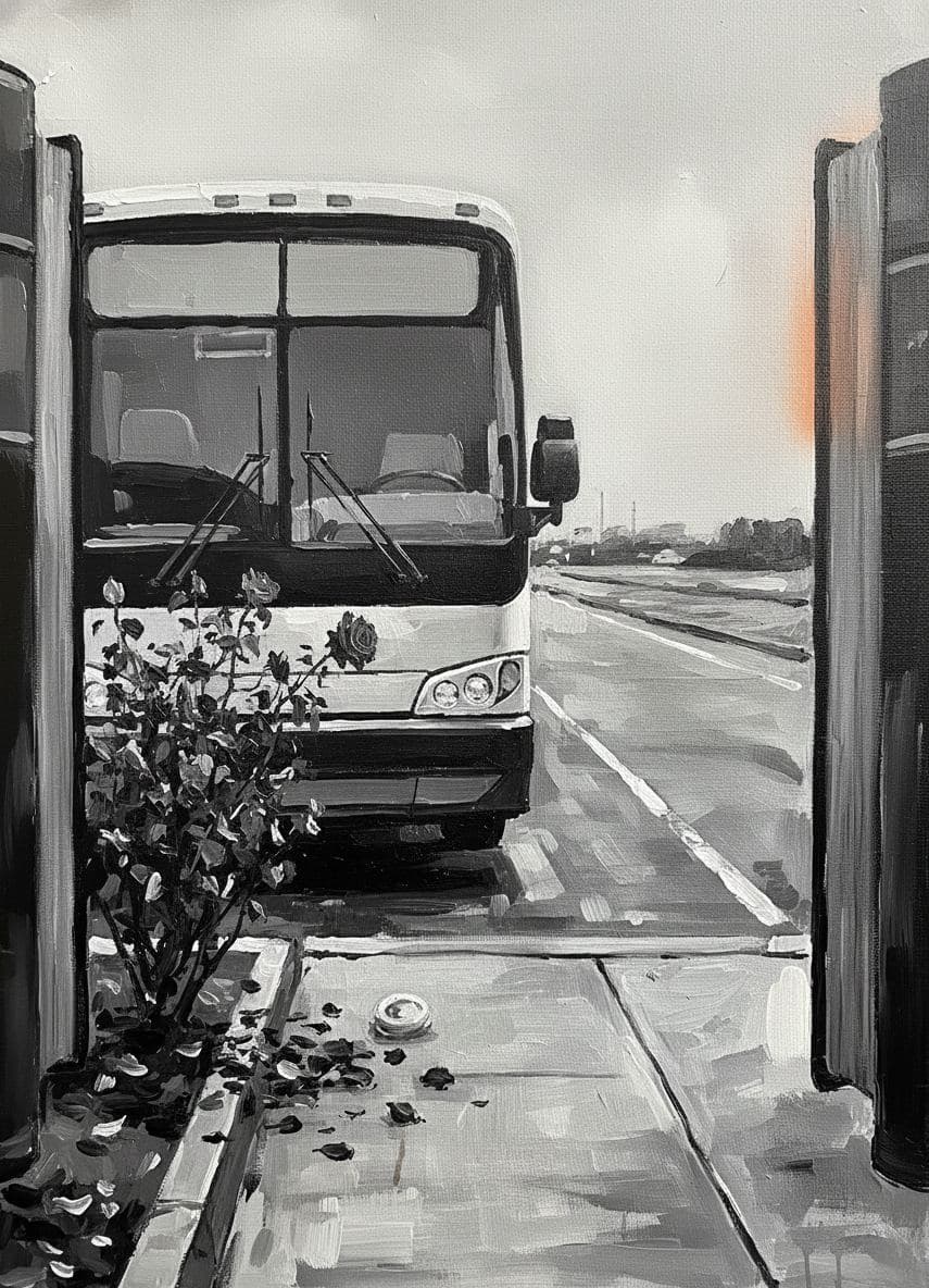 The Gleaming Bus and the Fading Rose — abstract work by Saskia Vandenberg — MODULAR · a one-of-a-kind original