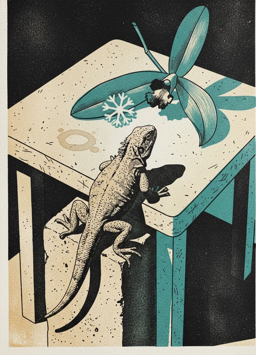 The Iguana's Single Snowflake — print by Anya Pietrowski — MODULAR · a one-of-a-kind original