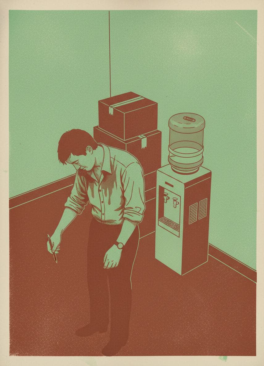 The Manager Slumps Against the Wall — print by Anya Pietrowski — MODULAR · a one-of-a-kind original