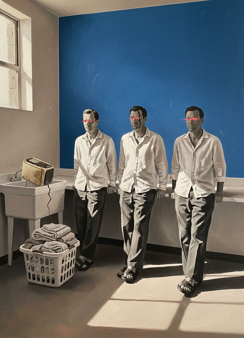 The Men Contemplating the Basket — abstract work by Saskia Vandenberg — MODULAR · a one-of-a-kind original