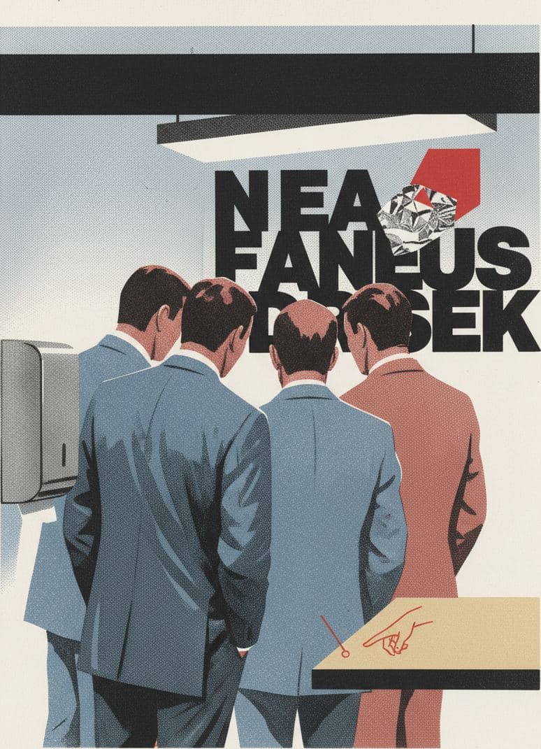 The Men in Charcoal Worsteds — print by Hilda Prosser — MODULAR · a one-of-a-kind original