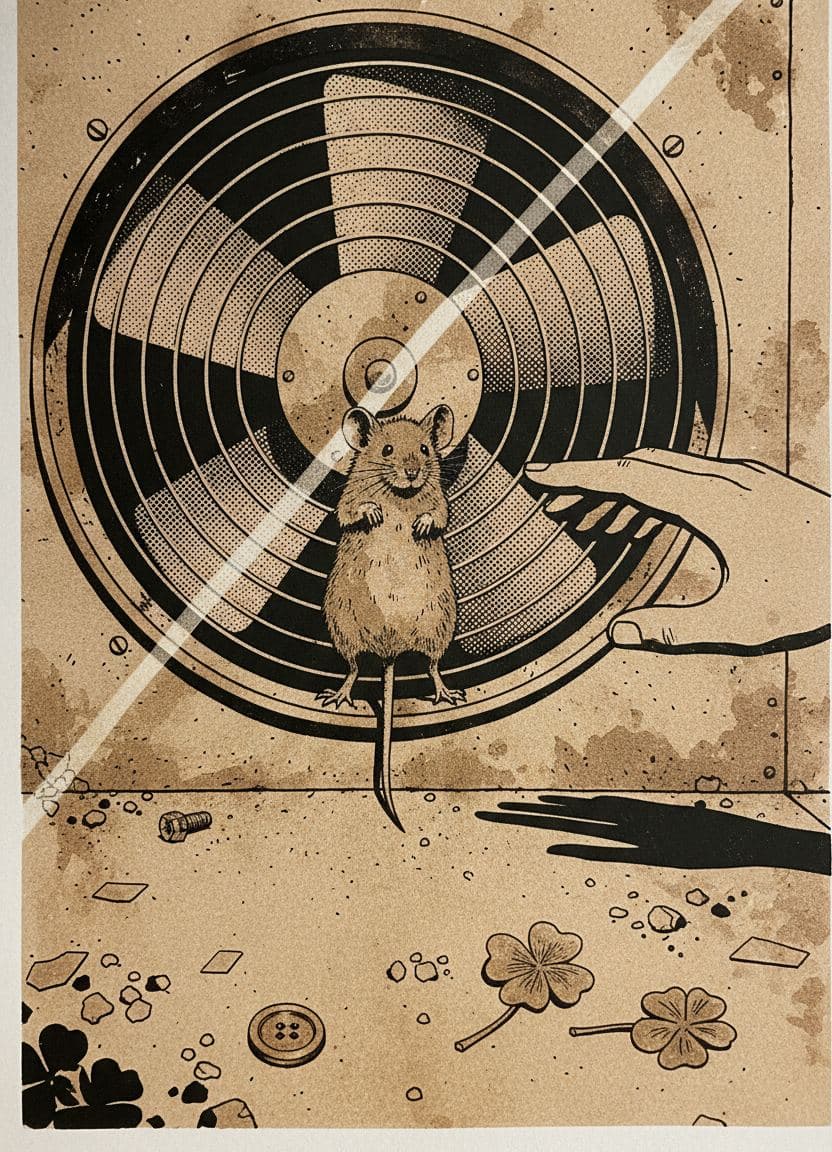The Mouse Gripping the Blade — print by Hilda Prosser — MODULAR · a one-of-a-kind original