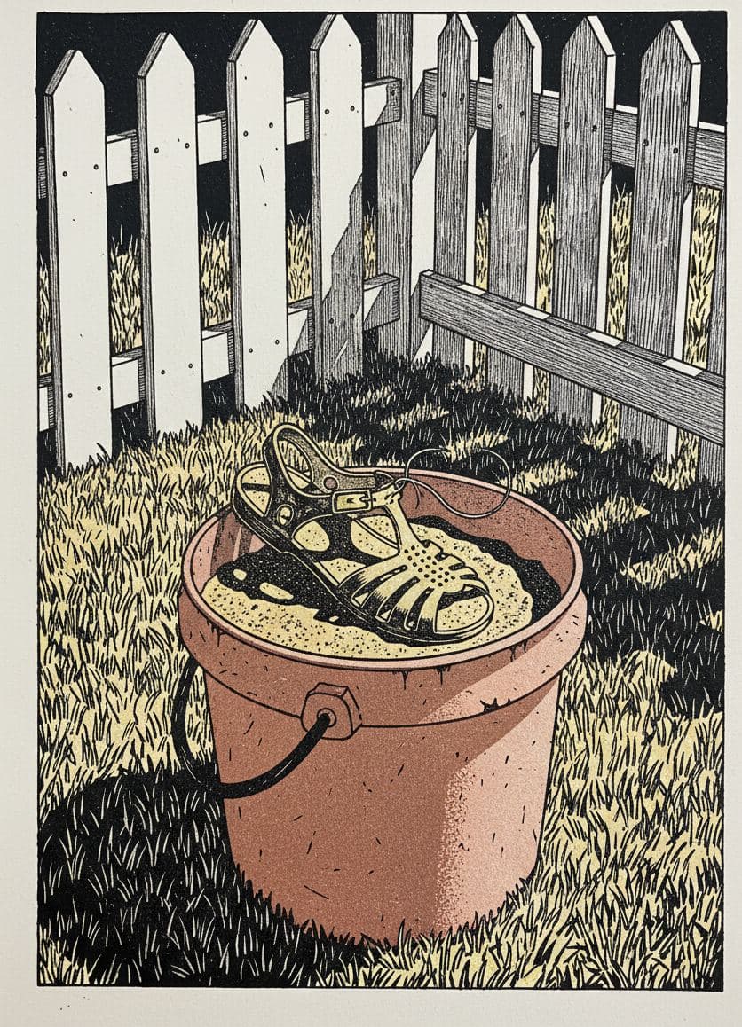 The Neighbor Stares Into Nothing — print by Anya Pietrowski — MODULAR · 13 × 18 cm limited edition of 10
