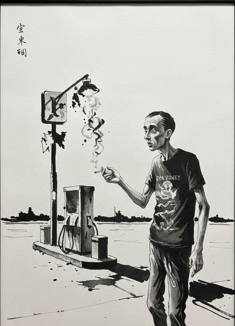 The Orange Haze and a Half-Smoked — painting by Saskia Vandenberg — MODULAR · 13 × 18 cm limited edition of 10