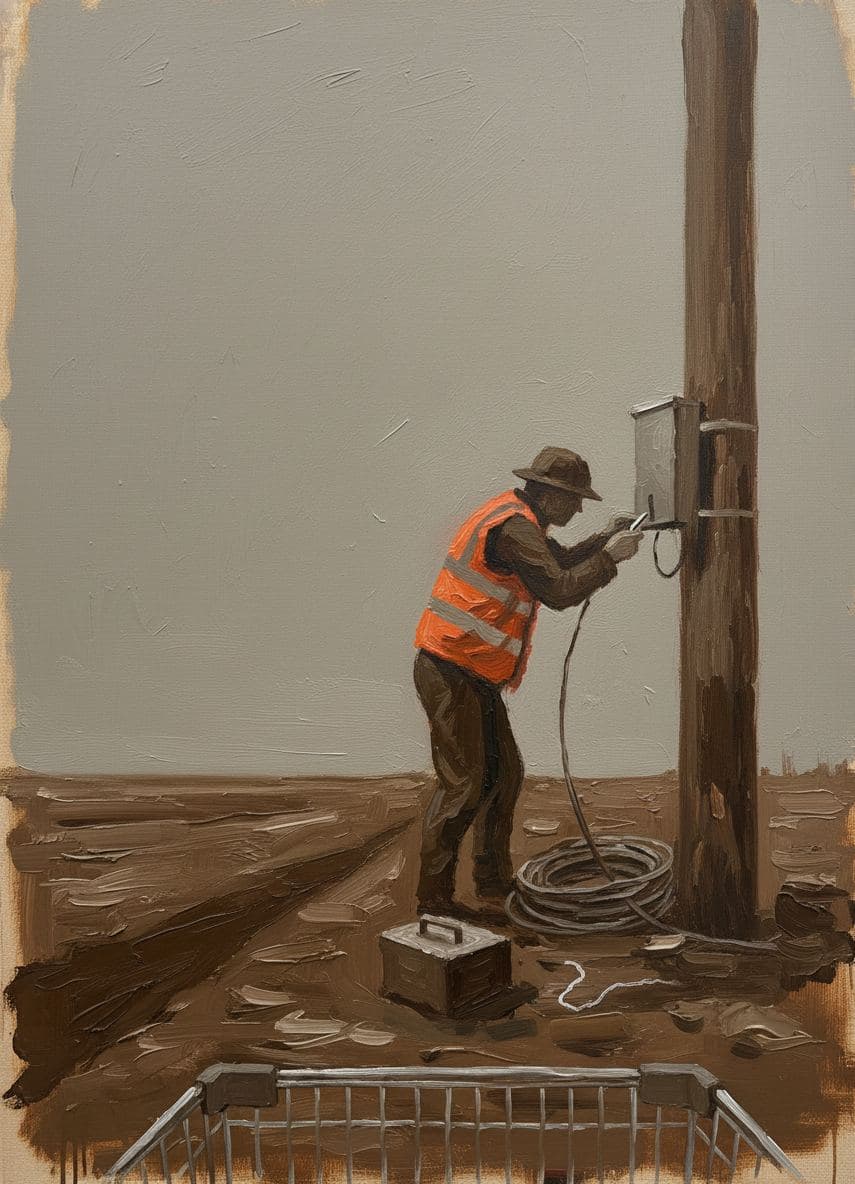 The Orange Vest and the Gray Sky — abstract work by Saskia Vandenberg — MODULAR · a one-of-a-kind original