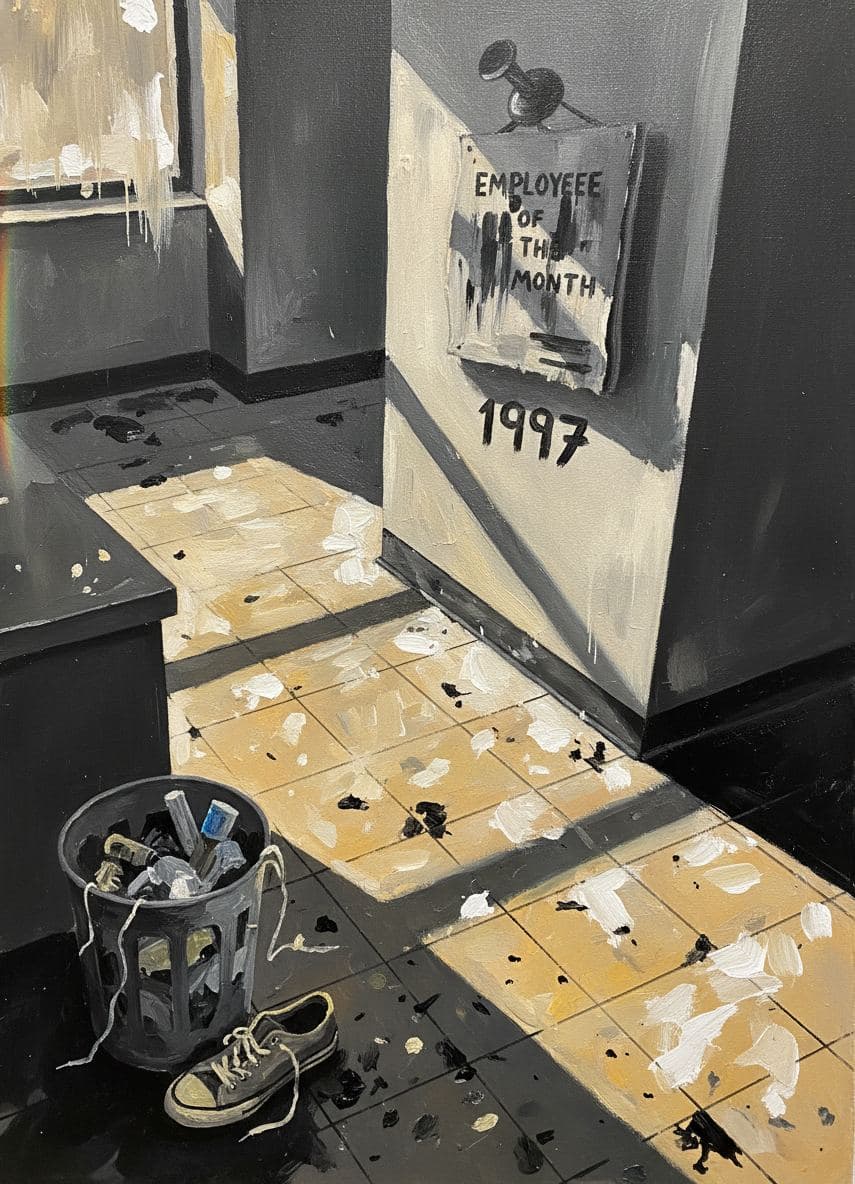 The Scuffed Vinyl Break Room — abstract work by Viktor Eklund — MODULAR · a one-of-a-kind original