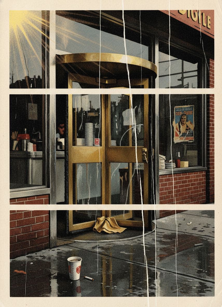 The Smudged Brass Revolving Door — abstract work by Stefan Tannhäuser — MODULAR · a one-of-a-kind original