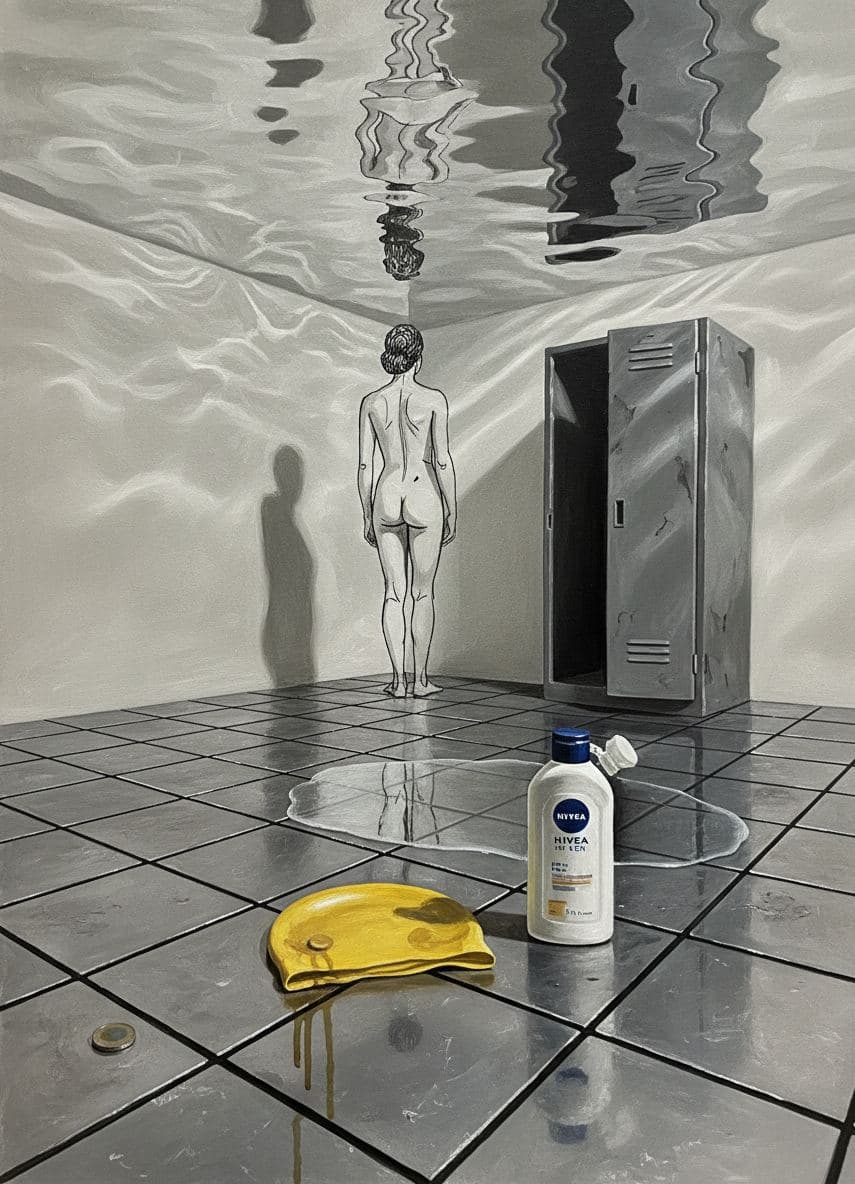 The Swimming Pool's Lonely Yellow Cap — abstract work by Stefan Tannhäuser — MODULAR · a one-of-a-kind original