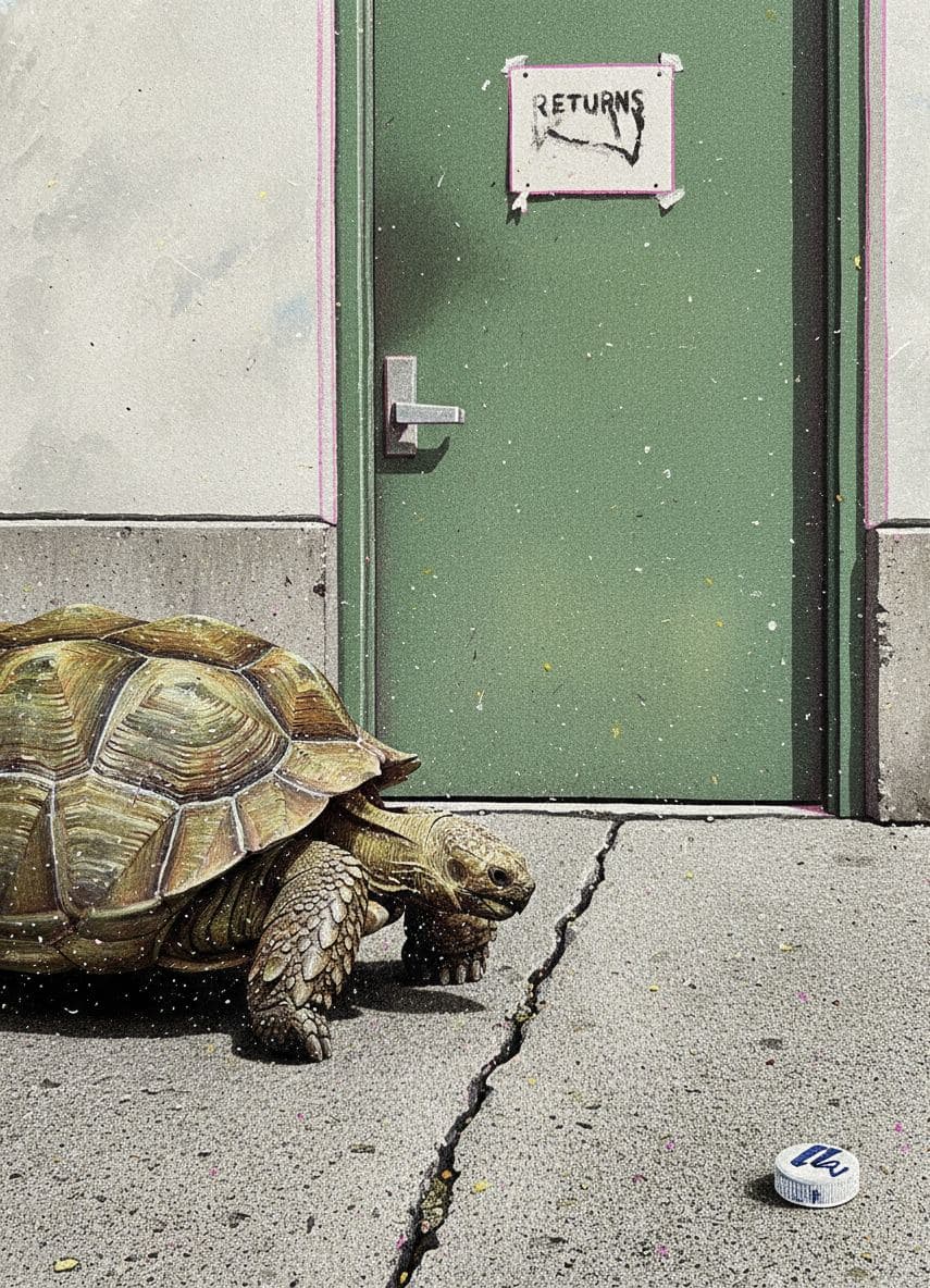 The Tired Tortoise at the Library — print by Anya Pietrowski — MODULAR · a one-of-a-kind original