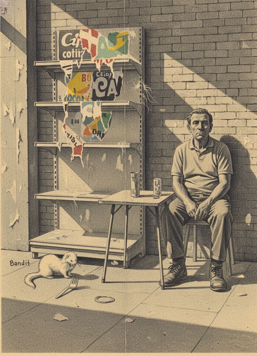 The White Ferret's Quiet Dignity — collage by Irmela Bechmann — MODULAR · a one-of-a-kind original