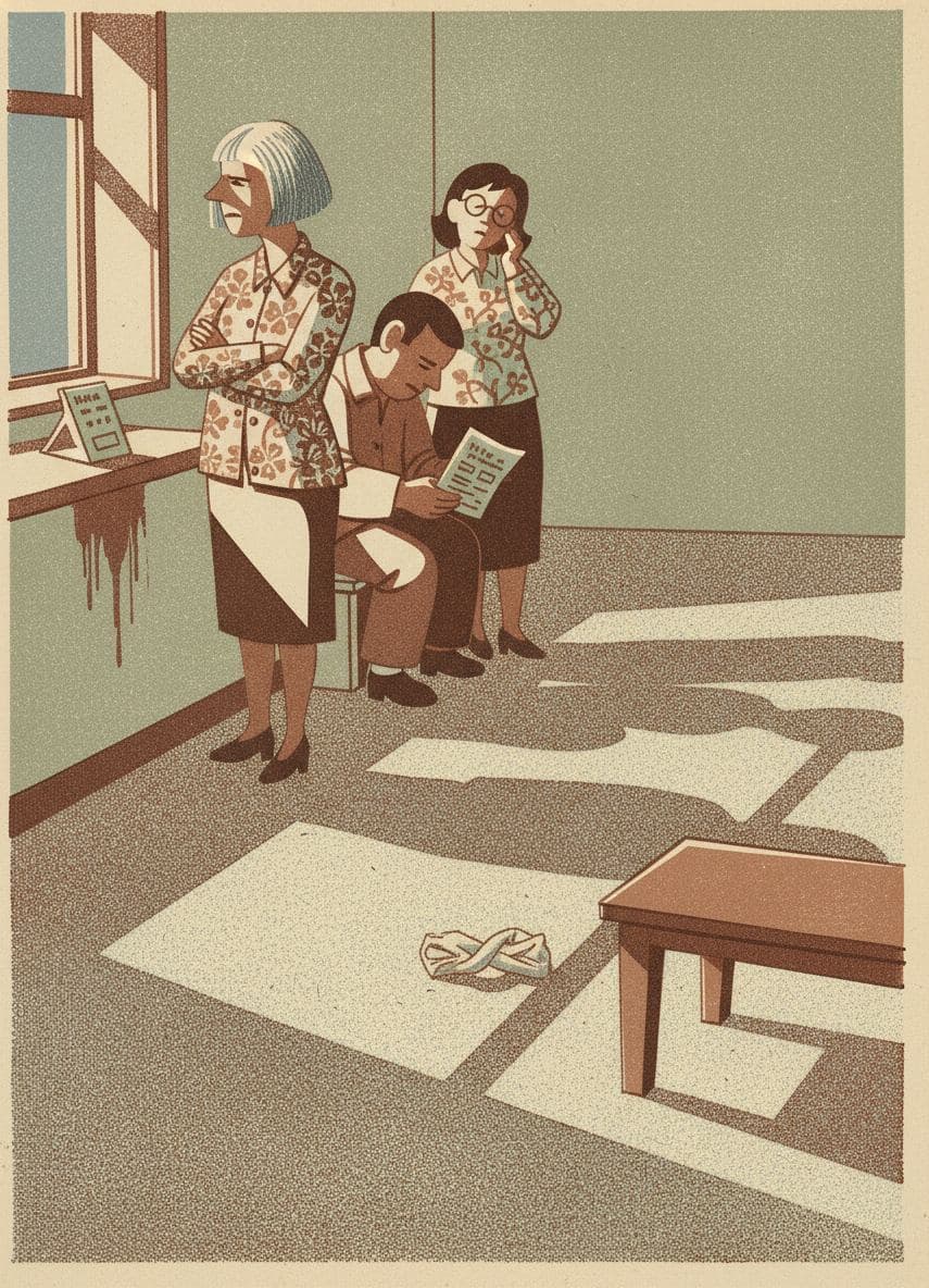 Three Aunts in a Hotel Lobby — print by Yuko Shimizu-Tachibana — MODULAR · a one-of-a-kind original