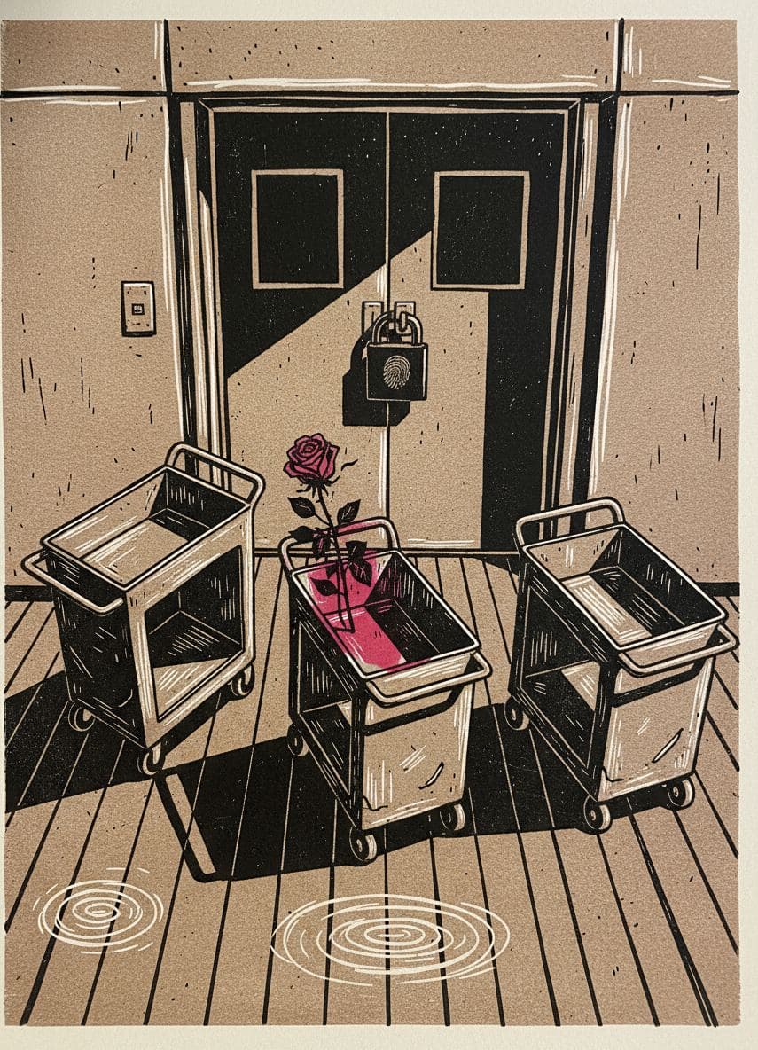 Three Carts and a Wilting Gesture — print by Yuko Shimizu-Tachibana — MODULAR · a one-of-a-kind original