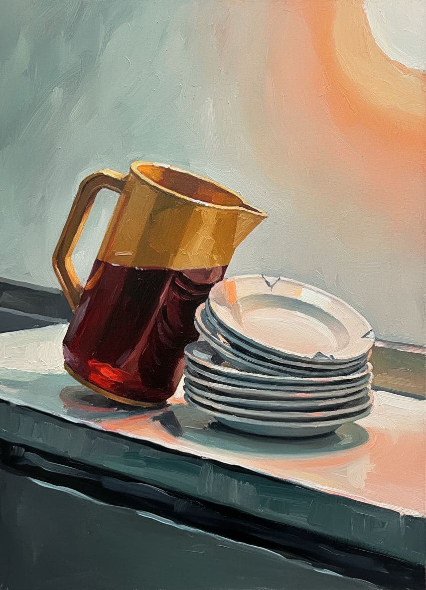 Tlatelolco Cafeteria with Faded Hibiscus — abstract work by Viktor Eklund — MODULAR · a one-of-a-kind original
