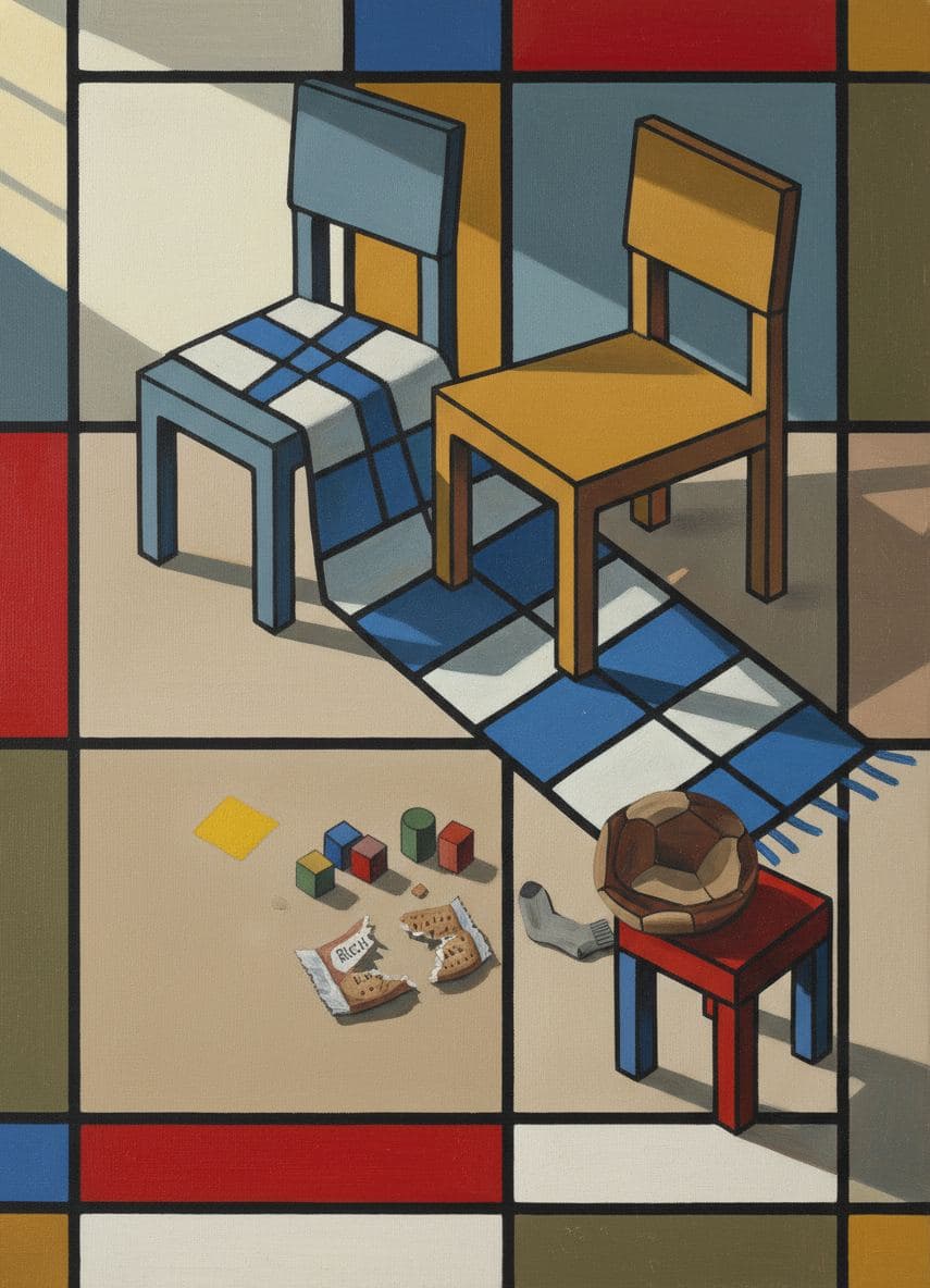 Two Chairs Facing the Wrong Way — abstract work by Viktor Eklund — MODULAR · a one-of-a-kind original