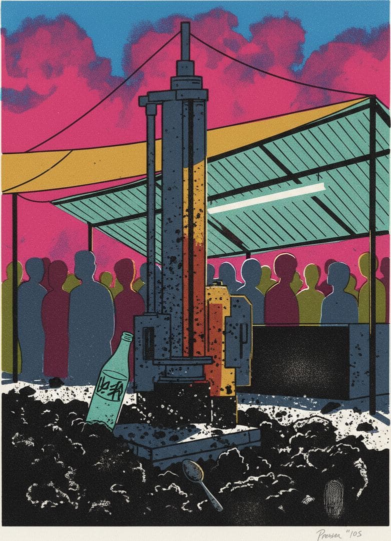 Untitled (Food Stall Twilight) — print by Hilda Prosser — MODULAR · a one-of-a-kind original