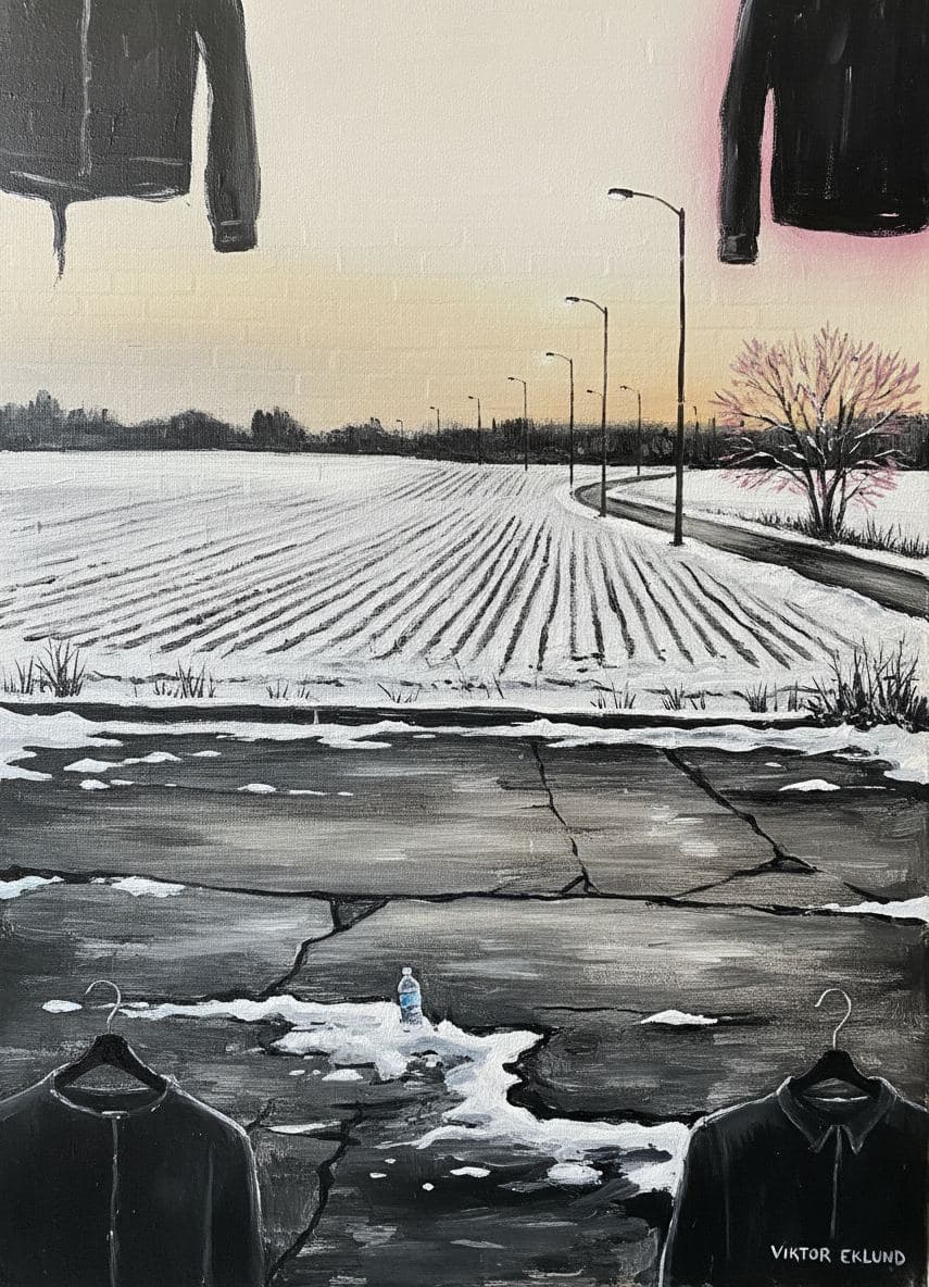 Untitled (Frozen Cornfield, Dusk) — painting by Viktor Eklund — MODULAR · a one-of-a-kind original