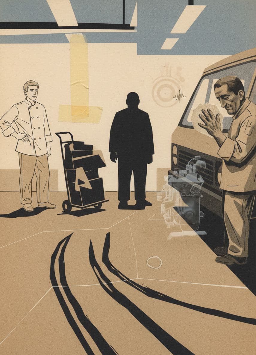 Untitled (Government Motor Pool) — collage by Irmela Bechmann — MODULAR · a one-of-a-kind original