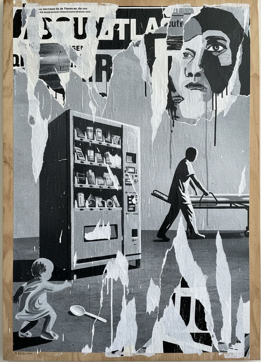 Untitled (Hospital Waiting Room, Morning) — collage by Irmela Bechmann — MODULAR · a one-of-a-kind original