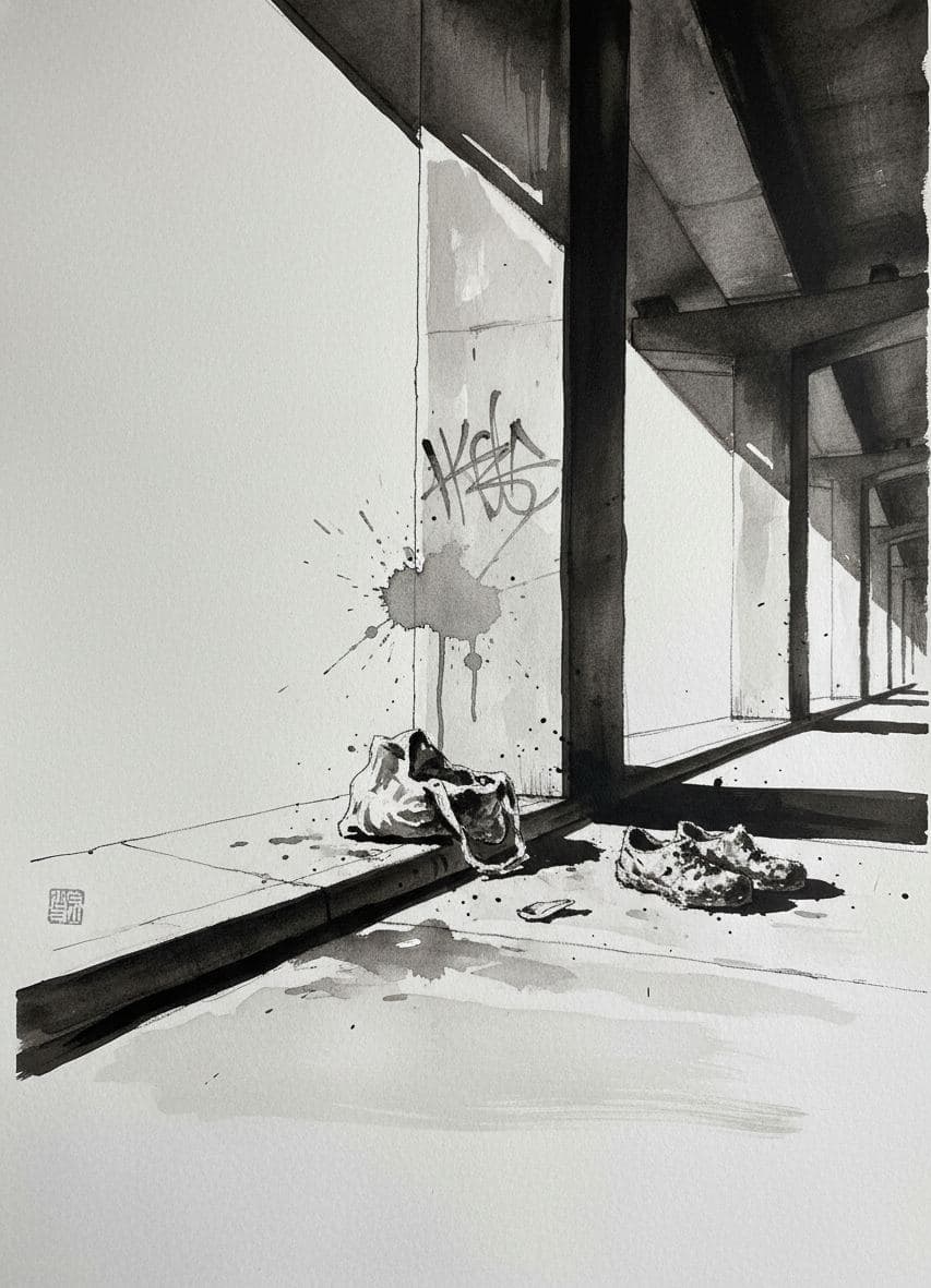 Untitled (M32 Underpass, December) — painting by Viktor Eklund — MODULAR · a one-of-a-kind original