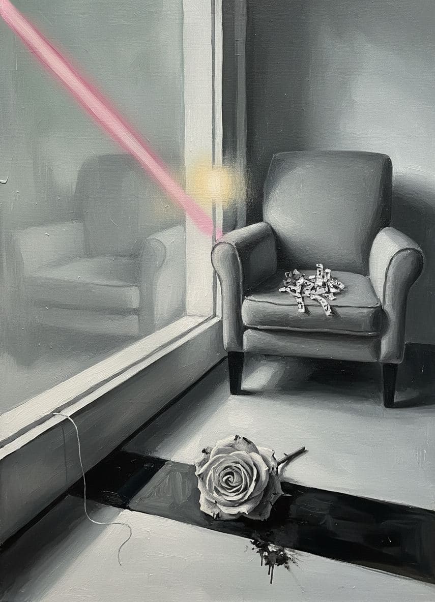 Untitled (Rain-Soaked Rosebud) — abstract work by Saskia Vandenberg — MODULAR · a one-of-a-kind original