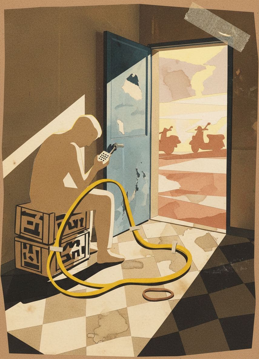 Walk-in Freezer with a Frayed Cord — collage by Irmela Bechmann — MODULAR · a one-of-a-kind original