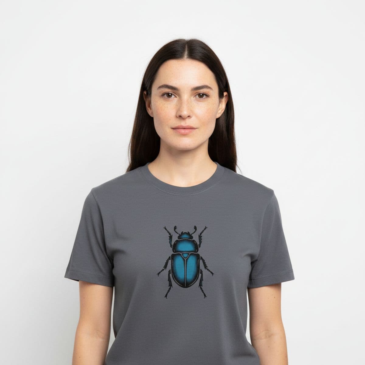 Employee Print on Particle Board printed on a t-shirt, worn