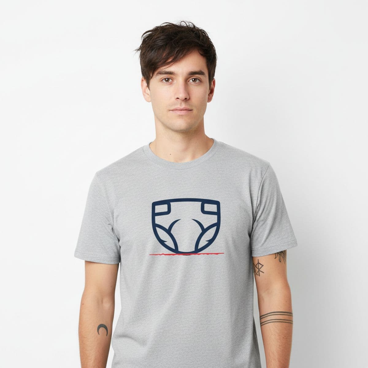 Powder Room with a Dripping Faucet printed on a t-shirt, worn