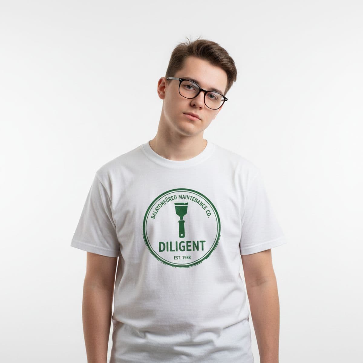 Untitled (Service Alley, Afternoon) printed on a t-shirt, worn