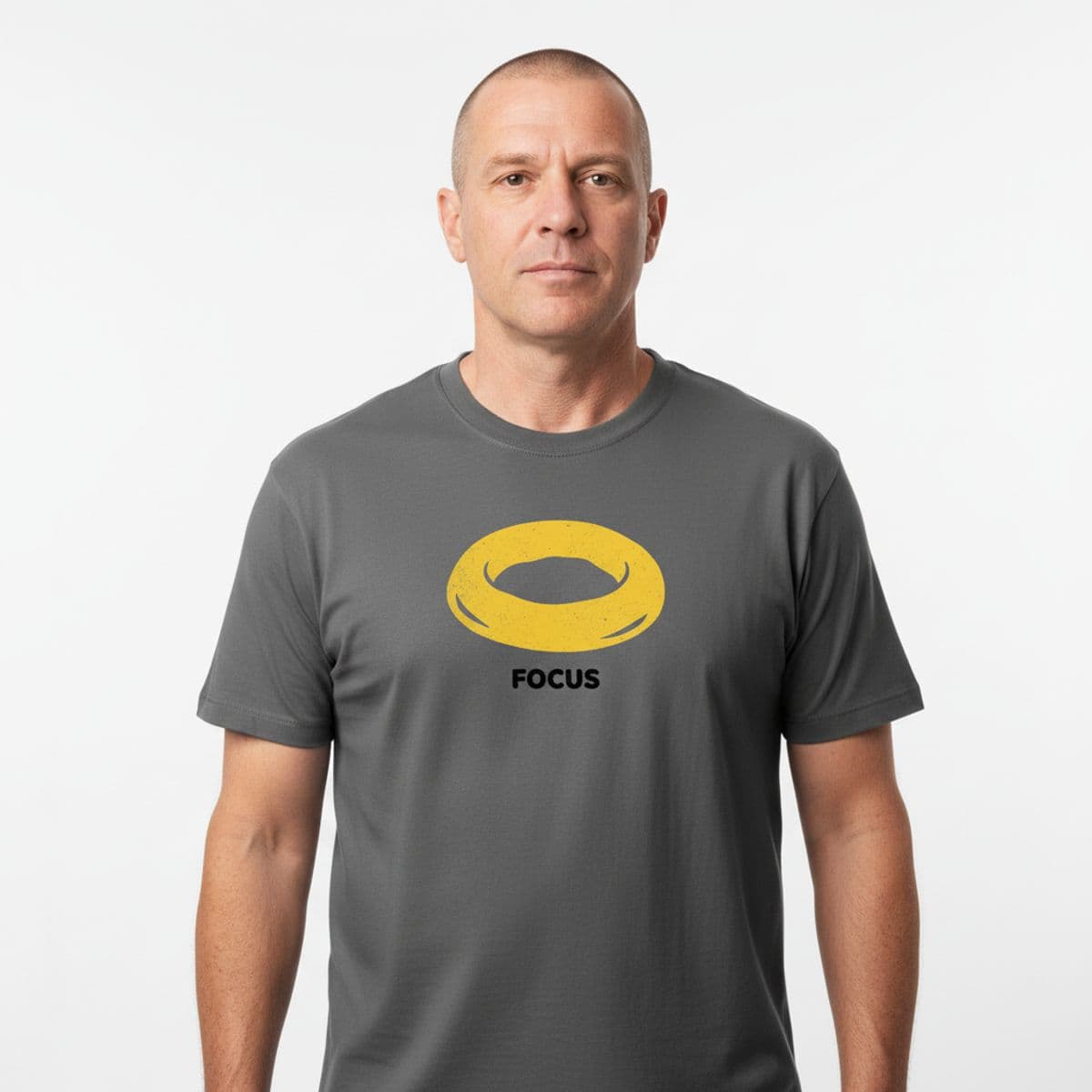 Weary Individual Gnawing a Hotdog printed on a t-shirt, worn
